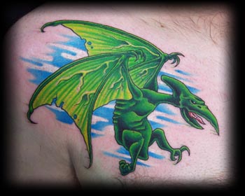 Looking for unique  Tattoos? green terradactyl 